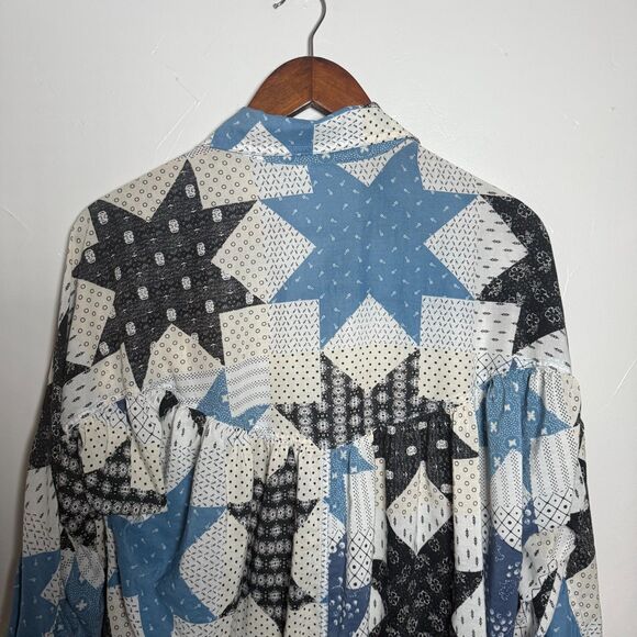 Intimately Free People Patchwork Tunic Top Blouse Women's Size XS Boho Oversize - Picture 9 of 16